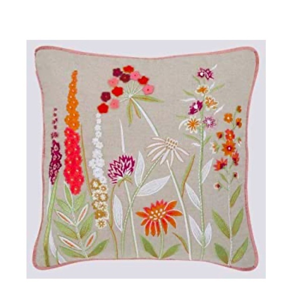 Hand Embroidered Pillow Covers | Floral Design | Set of 2 | 16 x 16 - Picture 1 of 8